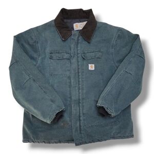 Vintage 90s Carhartt Chore Jacket C26 HTG Hunter Green Quilted Lined Canvas 2XL